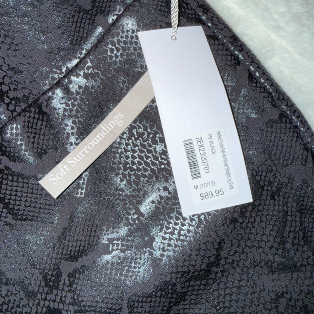 NWT Soft Surroundings Black Snake Print Leggings Size M - Picture 6 of 7